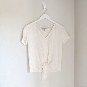 MADEWELL Texture & Thread V-Neck Modern Tie-Front Top Small Bright Ivory